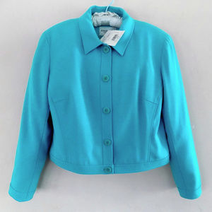 NWT Emanuel Ungaro jacket 8P $385 Aqua Pure wool Blue Short Light New